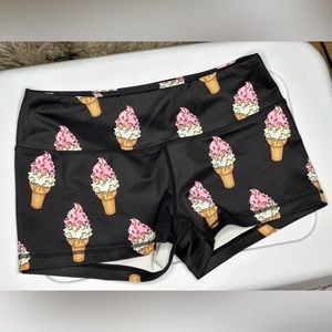 Woman’s size small feed me fight me ice cream athletic shorts